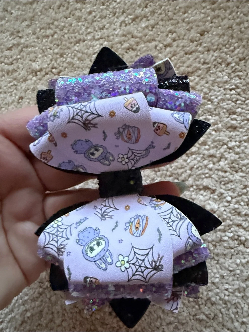 Labubu Lavender Halloween Bow Stanley Straw Accessory with Glitter Accents
